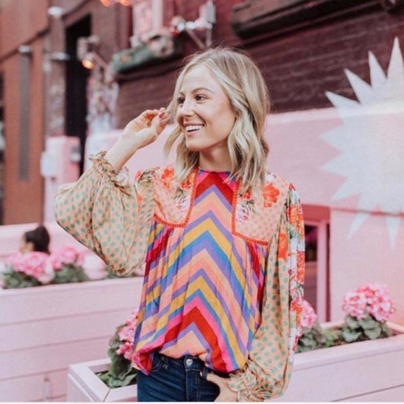 Anthropologie Tops - Anthropologie Bl^nk eclectic peasant blouse.